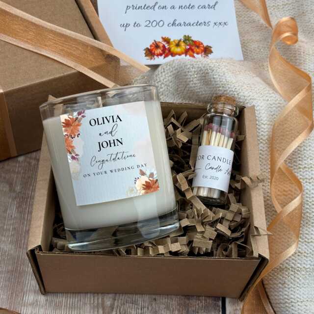 Personalised Autumn Wedding Candle Gift Pumpkin Spice Scent - image 1