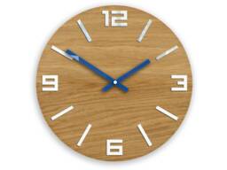 Wall Clock Wood Clock Large Wall Gift Decor Unique Oak Clocks White Navy Blue