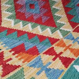 Handmade Kilim Rug, Traditional Artisan Afghan Turkish Navajo Geometric Wool Rug 125x90 cm - thumbnail 3