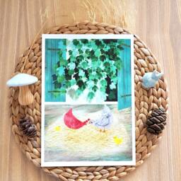 Hen & Chick Poster - Baby Room Illustration Autumn Wall Decor Wall Art Nursery Farm Animals Nursery - thumbnail 2