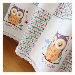 Owl Moon Flower Tab Top Curtain Valance, Kids Nursery Decor - thumbnail 1