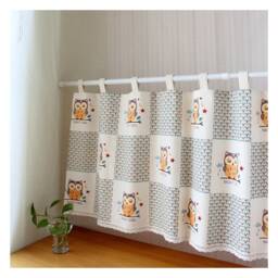 Owl Moon Flower Tab Top Curtain Valance, Kids Nursery Decor - thumbnail 2