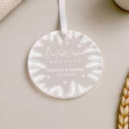 Personalised First Christmas Engaged Decoration Gift, 1st Bauble, Ornament Keepsake, Couple Keepsake - thumbnail 2