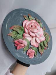 Panel Roses, Sculpture Painting Texture Paste Painting, Decorative Plaster Panel, Three-Dimensional Flowers, Flower Modeling