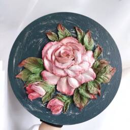 Panel Roses, Sculpture Painting Texture Paste Painting, Decorative Plaster Panel, Three-Dimensional Flowers, Flower Modeling - thumbnail 2