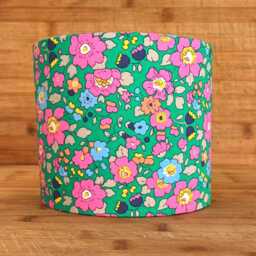 Liberty Betsy Floral Lampshade, Green & Pink Tana Lawn - thumbnail 1