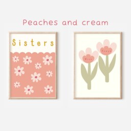 Personalised Sisters Prints. Set Of 2 Name & Flower Prints For Girls Bedroom, Nursery Or Playroom - Prints Only - thumbnail 3