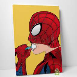 Funny Superhero Brushing Teeth Canvas Art Wall Print Picture Framed Home Decor - thumbnail 2