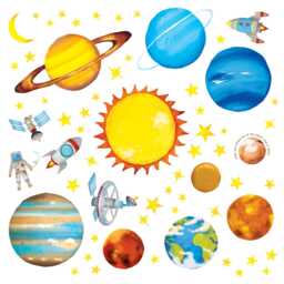 Decowall Solar System Wall Art Prints - Educational Space Planet Stickers For Kids Room Or Playroom Decor - Ds8-1307 - thumbnail 2