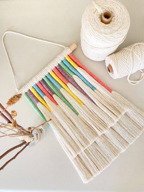 Modern Tassels Wall Hanging - Tassel Art Macrame Unicorn Aesthetic Room Decor For Girls Teen Girl Hanger - image 1