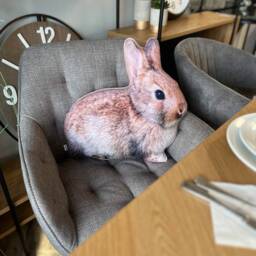 Realistic Bunny Pillow, Woodland Nursery Decor - thumbnail 3