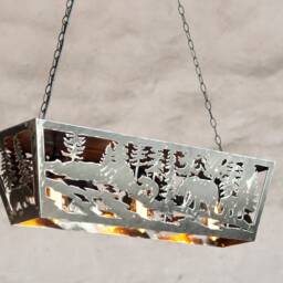 Rustic Ceiling Light - Wildlife Pendant Lights Cabin Lighting Fixture Chandelier Bear Themed - thumbnail 2