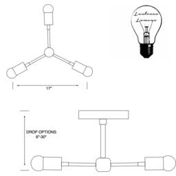 Atlas Modern 3 Light Sputnik Mid Century Industrial Chandelier - thumbnail 4