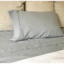 Duck Egg Blue Bed Sheets Handmade in Natural Linen, Linen Sheets, Queen Sheet Set, King Bedding - thumbnail 2