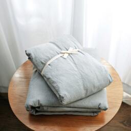 Duck Egg Blue Bed Sheets Handmade in Natural Linen, Linen Sheets, Queen Sheet Set, King Bedding - thumbnail 4