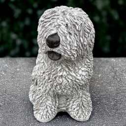Concrete English Sheepdog Sculpture Outdoor Shaggy Dog Statue Stone Figurine Cement Pet Ornament Memorial Decoration Lover Gift - thumbnail 3