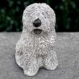 Concrete English Sheepdog Sculpture Outdoor Shaggy Dog Statue Stone Figurine Cement Pet Ornament Memorial Decoration Lover Gift - thumbnail 2