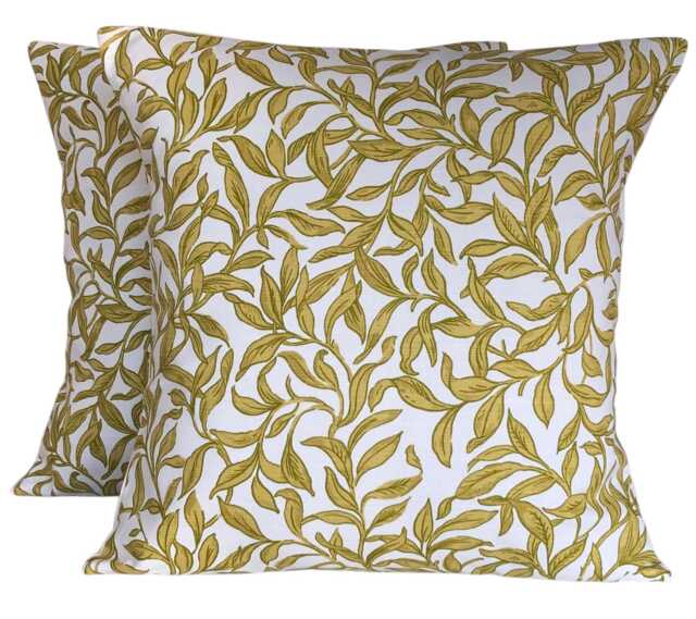 2 X Clarke & Entwistle Chartreuse Cream Botanical Cushion Covers 16 - image 1