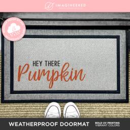 Corner Hey There Pumpkin Fall Rug - Porch Decor Weatherproof Mat Autumnal Decoration Quote - thumbnail 1