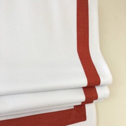 Custom Relaxed Roman Shade, White Fabric With Tangerine Border - thumbnail 3