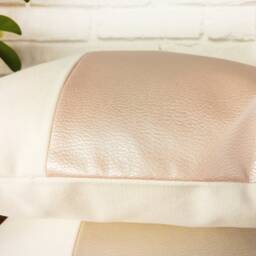 Pearly Faux Leather Pillow Cover - Pink Or Beige, Cotton Back - 16x16'' - thumbnail 4