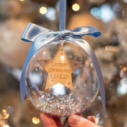 Personalised Christening Baptism Hanging Bauble Christmas Tree Decoration - thumbnail 1