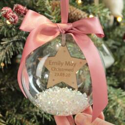 Personalised Christening Baptism Hanging Bauble Christmas Tree Decoration - thumbnail 2