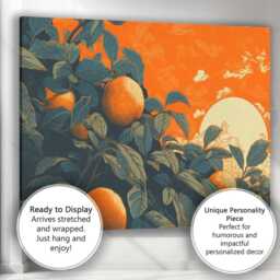 Orange Tree Sunset Botanical Landscape Canvas Wall Art Print Decor Picture Ready To Hang - thumbnail 3