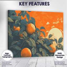 Orange Tree Sunset Botanical Landscape Canvas Wall Art Print Decor Picture Ready To Hang - thumbnail 1