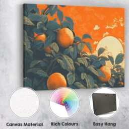 Orange Tree Sunset Botanical Landscape Canvas Wall Art Print Decor Picture Ready To Hang - thumbnail 2