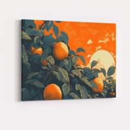Orange Tree Sunset Botanical Landscape Canvas Wall Art Print Decor Picture Ready To Hang - thumbnail 4
