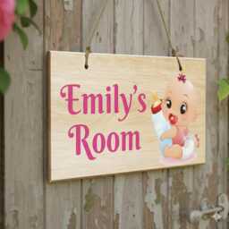 Personalised Wooden Sign With Any Text, Rustic Hanging Wall & Door Decor, Custom Name Sign, Plaque, Kids Room Decor - thumbnail 4