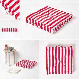 Cotton Thick Stripes Floor Cushion, Booster Seat Cushion Pads - Indoor/Outdoor - thumbnail 2