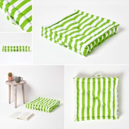 Cotton Thick Stripes Floor Cushion, Booster Seat Cushion Pads - Indoor/Outdoor - thumbnail 4