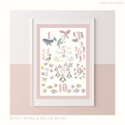 Floral Edition Number Chart in Various Colourways - Nursery Print Poster Children's Prints Wall Art Liberty - thumbnail 1