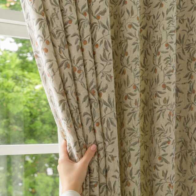Custom Farmhouse Drapes Botanical Printed Linen Curtains For Bedroom Living Room - image 1
