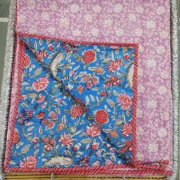 Hand Block Print Cotton Quilt Reversible Indian Blanket Throw - thumbnail 2