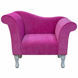 Handmade Fuchsia Pink Velvet Chaise Lounge Chair - Queen Anne Style Legs - thumbnail 2
