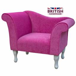 Handmade Fuchsia Pink Velvet Chaise Lounge Chair - Queen Anne Style Legs