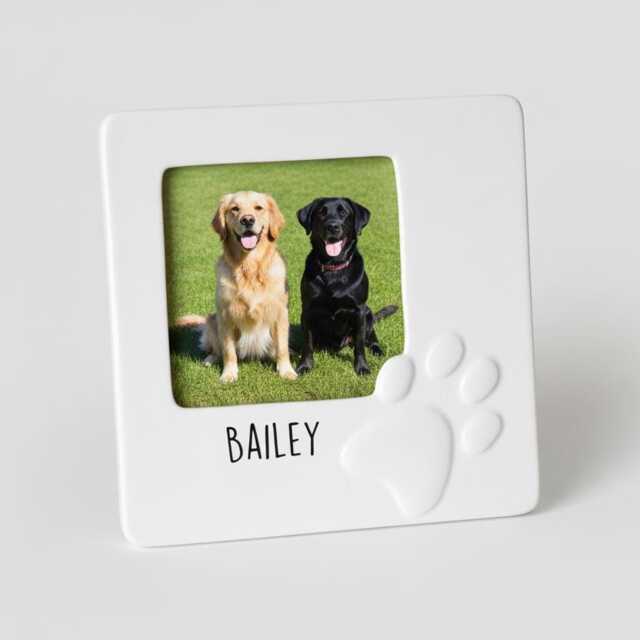 Personalized Pet Picture Frame, Paw Print Design, Dog Cat Memorial - image 1