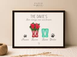 Mothers Day Gift - Fully Custom Welly Boots, Print For Family, Mum, Personalized Family Print, Wall D??cor, #261 - thumbnail 1