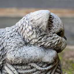 Stone Kitten Sculpture Concrete Cat With Yarn Ball Statue Outoor Kitty Decoratin Cement Memorial Figurine Outdoor Pet Gift - thumbnail 4