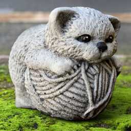 Stone Kitten Sculpture Concrete Cat With Yarn Ball Statue Outoor Kitty Decoratin Cement Memorial Figurine Outdoor Pet Gift - thumbnail 2