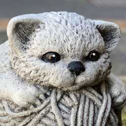 Stone Kitten Sculpture Concrete Cat With Yarn Ball Statue Outoor Kitty Decoratin Cement Memorial Figurine Outdoor Pet Gift - thumbnail 3