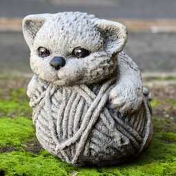 Stone Kitten Sculpture Concrete Cat With Yarn Ball Statue Outoor Kitty Decoratin Cement Memorial Figurine Outdoor Pet Gift - thumbnail 1