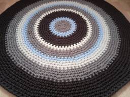 Handmade Round Cotton Rug, Chunky Knit Area Rug - thumbnail 1