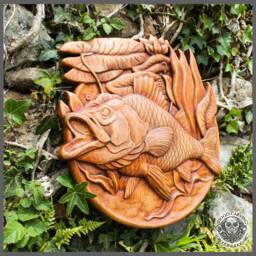Iroko Wood Carving - Crucian Carp, Wildlife Wall Art - thumbnail 1