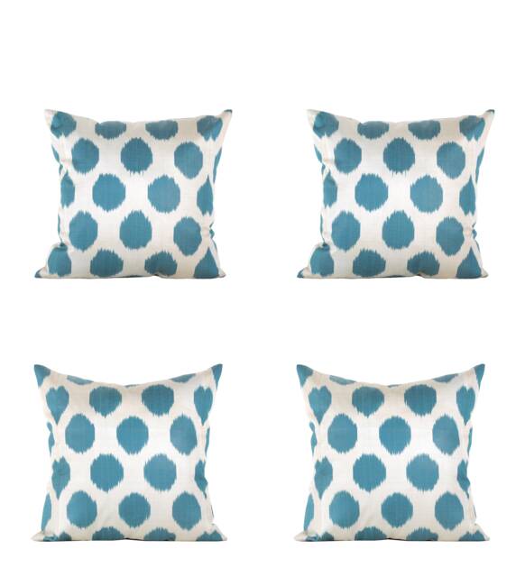 Set Of 4 Pcs, Ikat Pillow Cover, Silk & Cotton Pillow, 20.08 - image 1