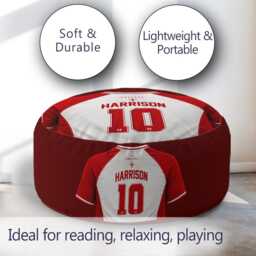 Personalised Name England Flag Kids Pouffe Football T Shirt Number Jersey Supporter Decor St Georges Cross Sport Bedroom Playroom Seat Rest - thumbnail 2