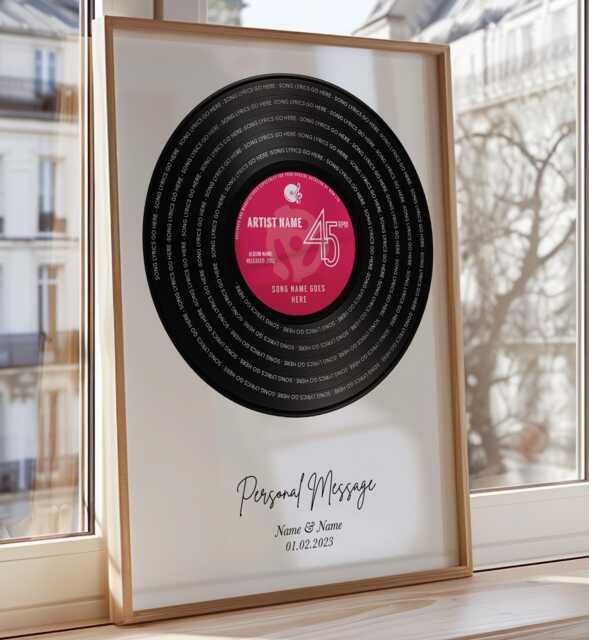 Personalised Vinyl Record Print - Custom Song Lyric Wall Art Gift - Choose Colour & Frame Music Keepsake For Couples - image 1